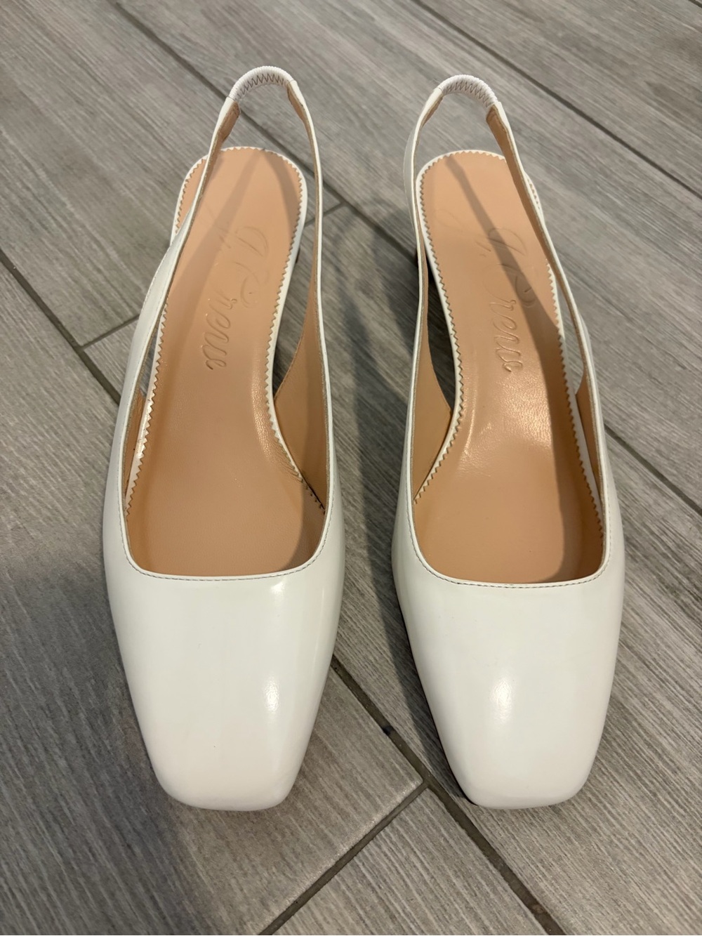 J. Crew White Slingback Pumps